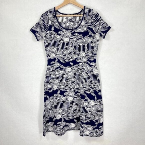 Robbie Bee Short Sleeve Sheath Dress Academia Career Boss Church Boho Floral S - Picture 2 of 7